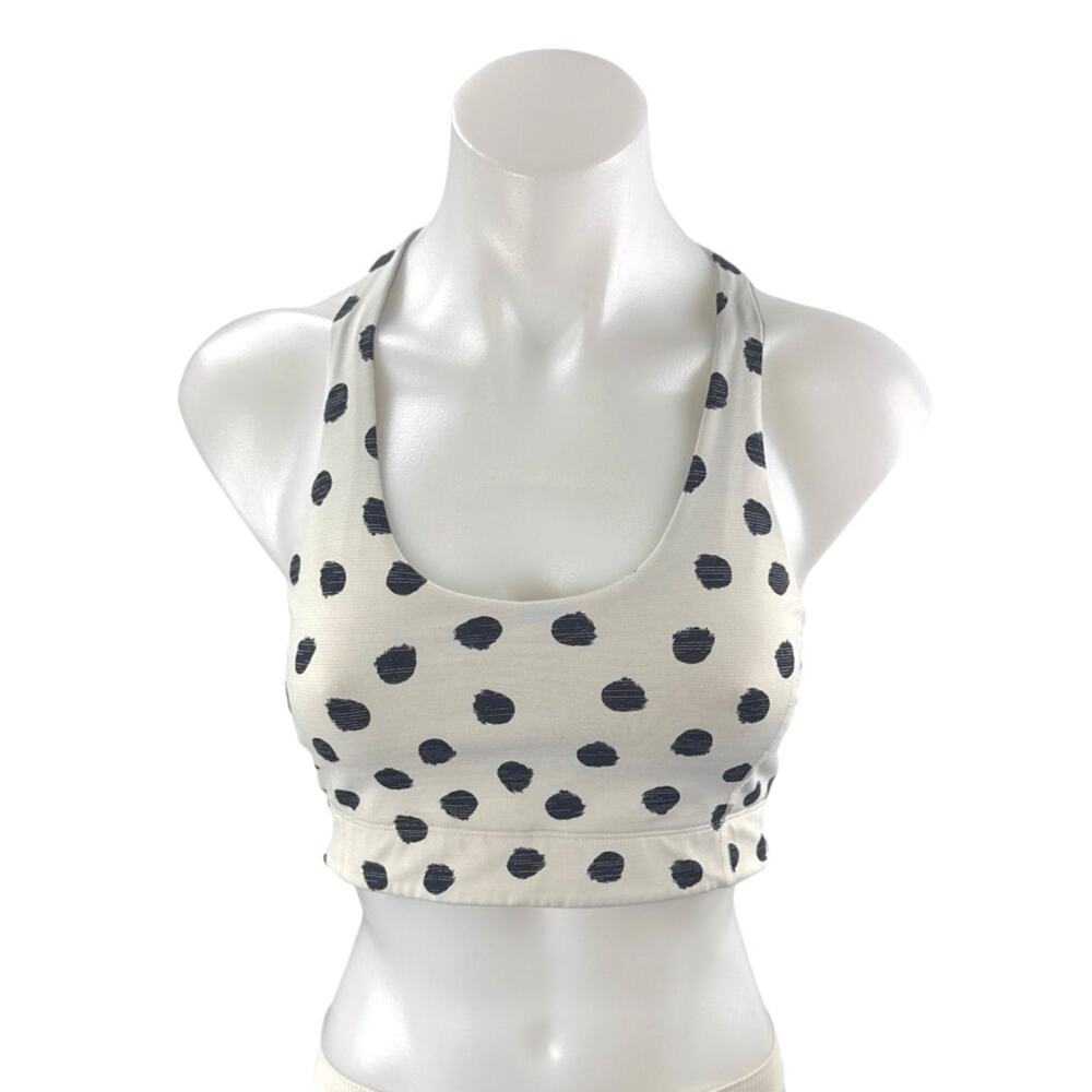 Outdoor Voices Doing Things White Polka Dots Yoga Athletic Sports Bra Top Size S